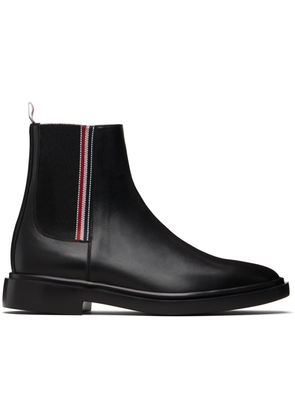 Thom Browne Black Vitello Calf RWB Rubber Sole Chelsea Boots
