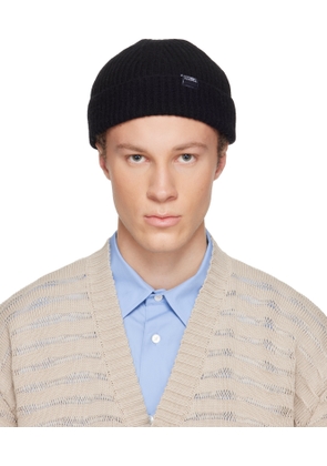 MM6 Maison Margiela Black Ribbed Wool Beanie