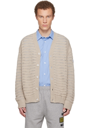 MM6 Maison Margiela Beige Open-Knit Stripe Cardigan