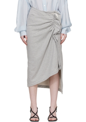 Dries Van Noten Gray Ruffled Cotton Midi Skirt