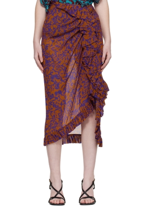 Dries Van Noten Purple & Orange Sina Midi Skirt