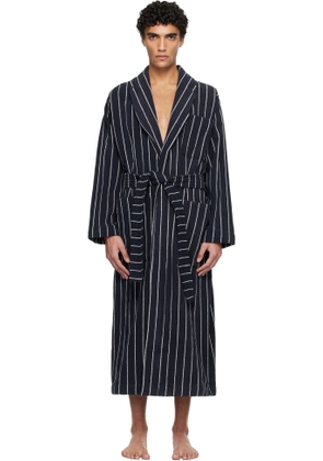 Tekla Navy & White Terry Classic Bathrobe