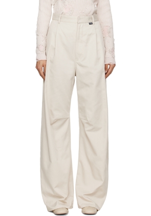 MM6 Maison Margiela Beige Wide Leg Twill Trousers
