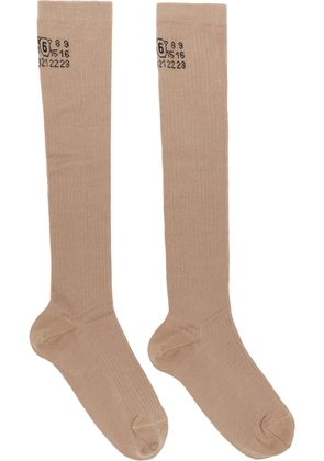 MM6 Maison Margiela Tan Knee-High Socks