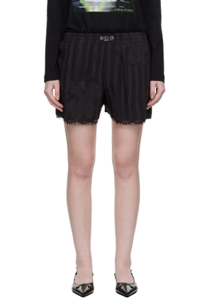 Collina Strada Black Wavy Flower Stripe Mini Odeon Boxer Shorts