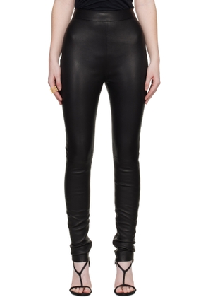 Balmain Black Zipped Lambskin Leggings
