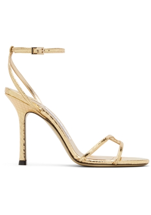 Jimmy Choo Gold Leo 100 Candy Wrap Heeled Sandals