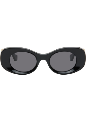 LOEWE Black Beveled Oval Maxi Anagram Sunglasses
