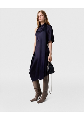 Stella McCartney - Asymmetric Tie-Neck Midi Dress, Woman, Ink, Size: 42