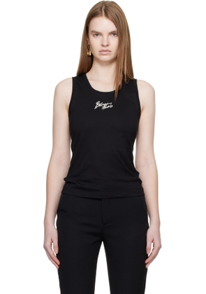 Balmain Black Relaxed 'Balmain Paris' Brush Print Tank Top