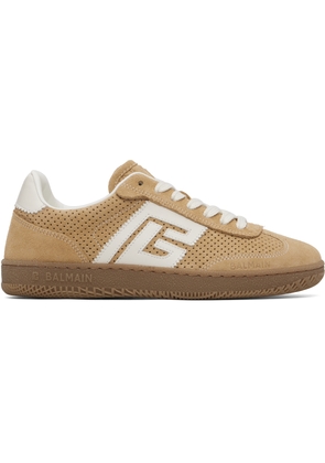 Balmain Beige Suede Balmain Swan Sneakers