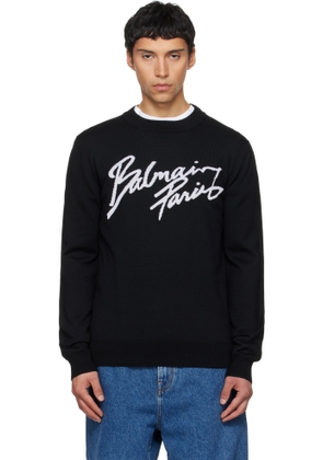 Balmain Black Merino Wool Sweater