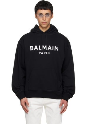 Balmain Black Printed Cotton Hoodie