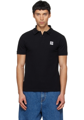 Balmain Black Embroidered Cotton Polo