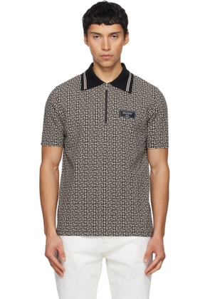 Balmain Black & Beige Monogram Polo