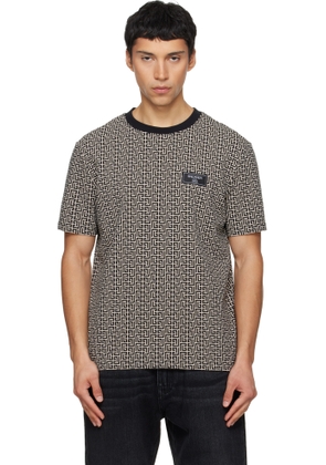 Balmain Black & Beige Monogram Jacquard T-shirt