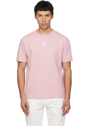 Balmain Pink Embroidered Logo T-shirt