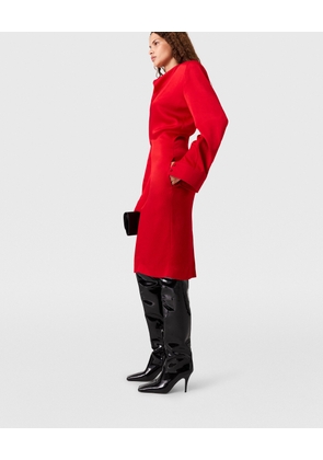 Stella McCartney - Cowl Neck Long-Sleeve Midi Dress, Woman, Lipstick, Size: 36