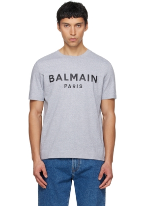 Balmain Gray Printed Cotton T-shirt