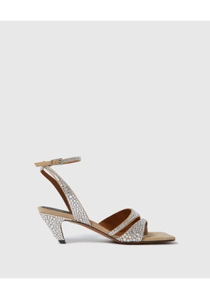 Stella McCartney - Stella Spur Crystal Hotfix Kitten Heels, Woman, Desert, Size: 37