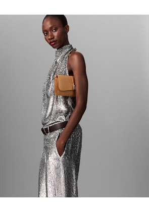 Stella McCartney - Metallic Velvet Halterneck Top, Woman, Silver, Size: 38