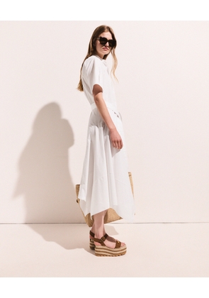 Stella McCartney - Short Sleeve Belted Midi Dress, Woman, Pure white, Size: 36