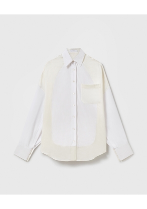 Stella McCartney - Satin Panelled Oversized Shirt, Woman, Milky white, Size: 34