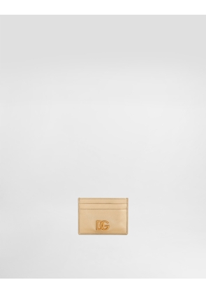 Dolce & Gabbana Laminated Calfskin Card Holder With Dg Logo - Woman Collection Gold Onesize