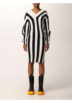 Bottega Veneta bicolor stripes v-dress