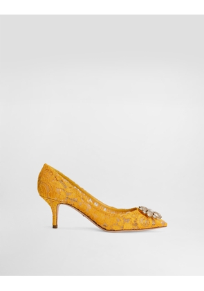 Dolce & Gabbana Lace Rainbow Pumps With Brooch Detailing - Woman Pumps And Slingback Yellow Lace 36.5