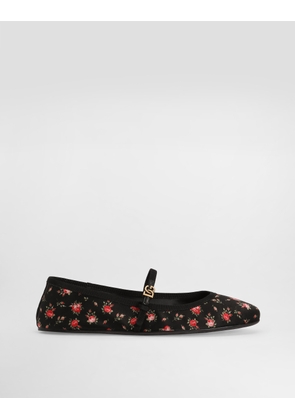 Dolce & Gabbana Satin Ballet Flats With Little Roses Print - Woman Flat Shoes Multicolor 36.5