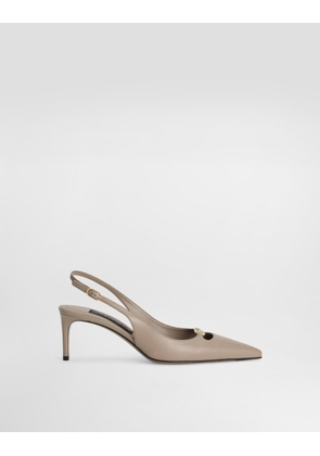 Dolce & Gabbana Silk-effect Nappa Leather Slingback - Woman Pumps And Slingback Beige 41
