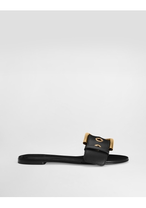 Dolce & Gabbana Cowhide Flat Slippers - Woman Slides And Mules Black 41