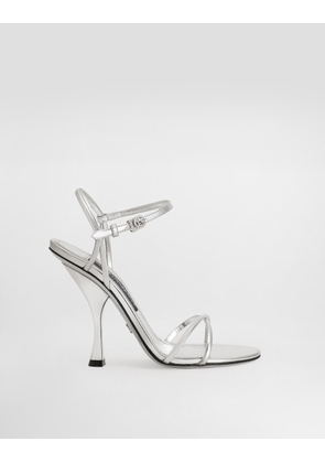 Dolce & Gabbana Sandals In Mirror Calfskin - Woman Sandals And Wedges Silver Leather 35