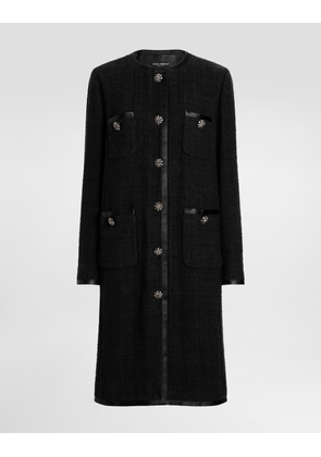 Dolce & Gabbana Single-breasted Raschel Tweed Coat - Woman Coats And Jackets Black 42