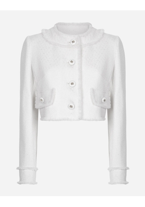 Dolce & Gabbana Short Raschel Tweed Jacket - Woman Coats And Jackets White 38