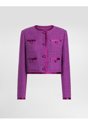 Dolce & Gabbana Single-breasted Jacket In Rachel Tweed - Woman Coats And Jackets Purple 46