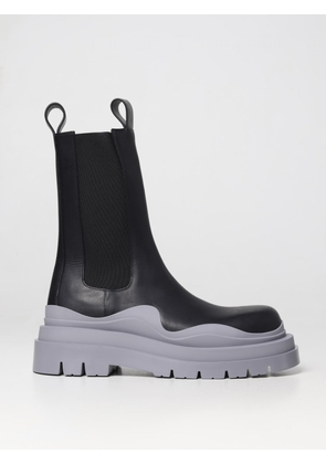 Bottega Veneta Tire leather and fabric ankle boots