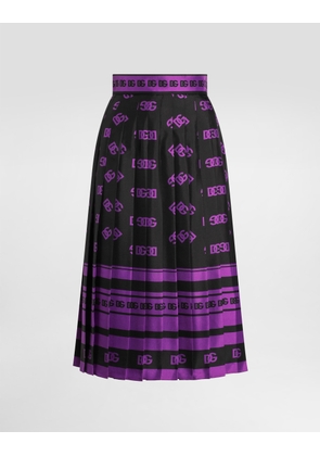 Dolce & Gabbana Dg Logo-print Long Pleated Silk Skirt - Woman Skirts Print 40