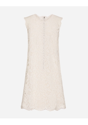 Dolce & Gabbana Lace Dress With Floral Pattern - Woman Dresses White Lace 36