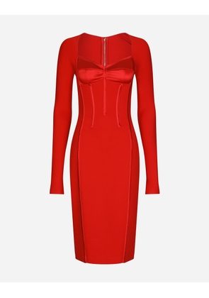 Dolce & Gabbana Viscose Calf-length Dress With Corset Details - Woman Dresses Red 44
