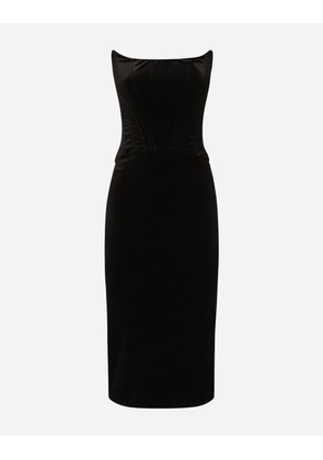 Dolce & Gabbana Velvet Calf-length Corset Dress - Woman Dresses Black 44