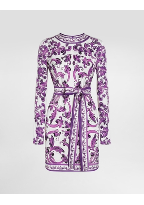 Dolce & Gabbana Majolica-print Charmeuse Dress - Woman Dresses Multicolor 36