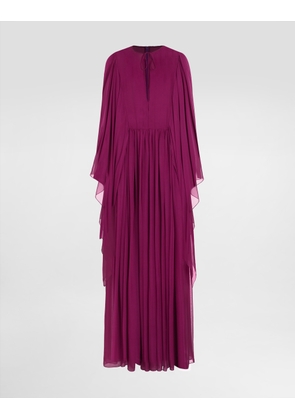Dolce & Gabbana Long Silk Chiffon Caftan With Drawstring - Woman Dresses Purple Silk 40