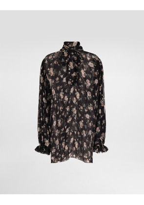 Dolce & Gabbana Vintage Rose-print Chiffon Top - Woman Shirts And Tops Multicolor 40