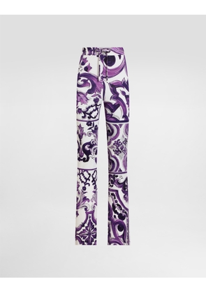 Dolce & Gabbana Majolica-print Flared Trousers - Woman Pants And Shorts Multicolor Viscose 38