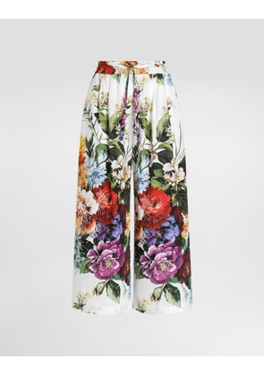 Dolce & Gabbana Flower Bouquet-print Poplin Trousers - Woman Pants And Shorts Print 36