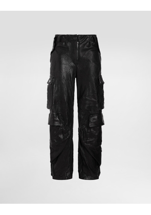 Dolce & Gabbana Leather Cargo Pants - Woman Pants And Shorts Black 46