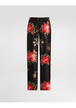 Dolce & Gabbana Rose Bouquet-print Vanity Twill Trousers - Woman Pants And Shorts Multicolor 44