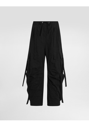 Dolce & Gabbana Waxed Faille Cargo Pants - Woman Pants And Shorts Black Fabric 42